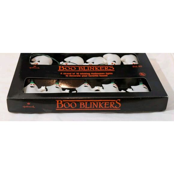 Vtg Hallmark Halloween Boo Blinkers White Ghost Plastic Blow Mold Light String - Picture 6 of 7